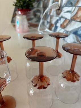 Fosteria 6” rose Stemmed Mini Glasses - Set of 6